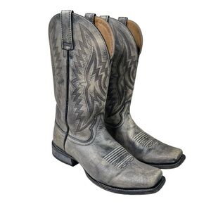 Ariat Circuit Sidepass Gray Black Distressed Leather Cowboy Western Boots Men 10